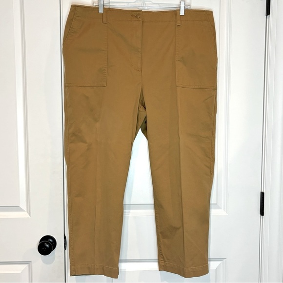 Talbots High Waist Patch Pocket Crop Pants Mustard Tan 20W - Picture 1 of 9